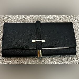 CLUCI Black Faux Leather Wallet Slim Trifold ID Credit Card Holder Classic